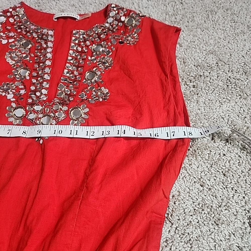 Alice + Olivia Red Mirror Detail Dress Women’s S Boho Chic - Picture 10 of 12